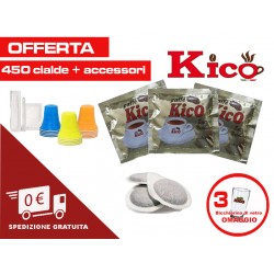 Offerta 450 cialde caffè Kico completo di accessori (bicchierini, zucchero e palettine)